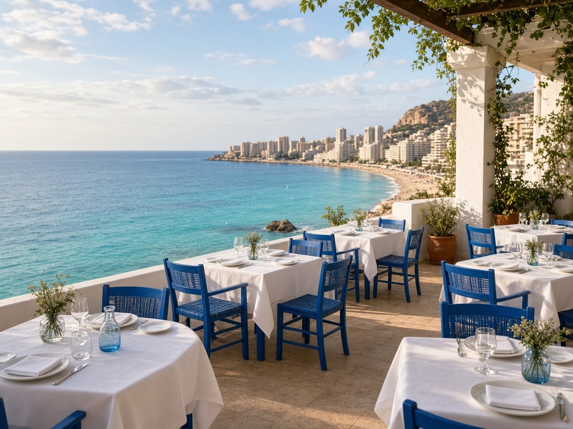 Terrace and old town of Benidorm